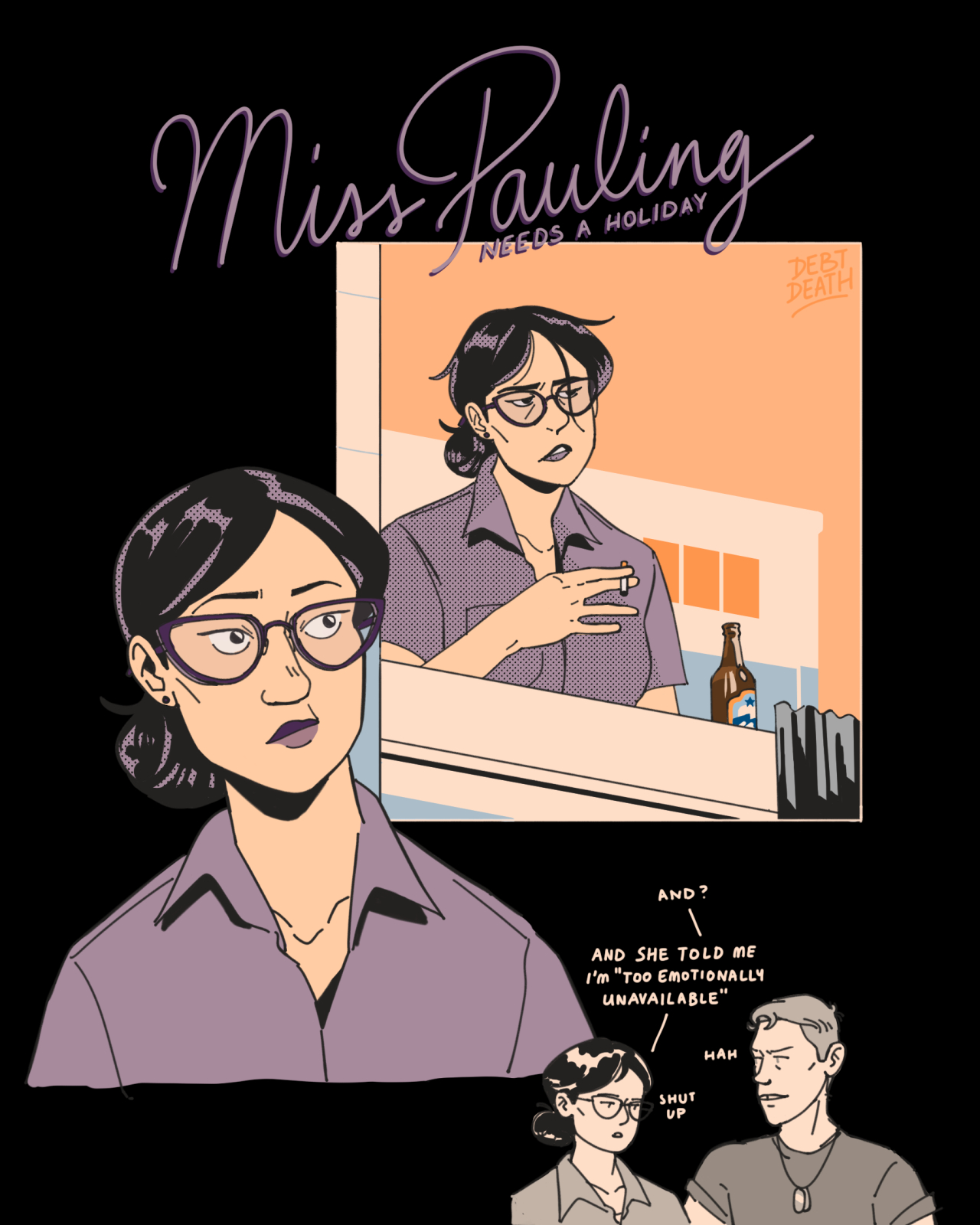 A page of drawings of Miss Pauling.