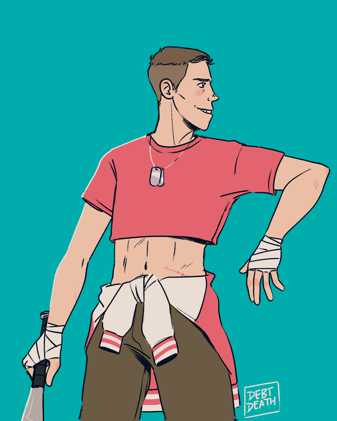 A drawing of Scout in a crop top.